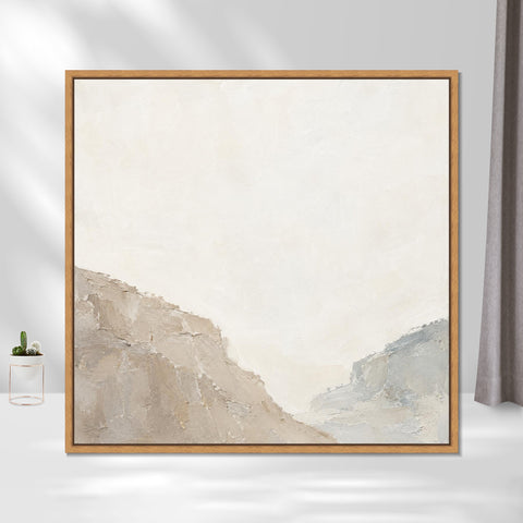 INVIN ART Framed Canvas 100% Handpainted Oil Painting Two Sides of an Empty Valley Wall Art