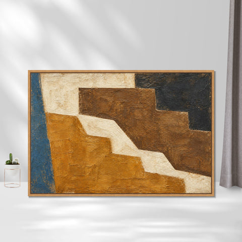 INVIN ART Framed Canvas 100% Handpainted Oil Painting Ochre Terraces Wall Art