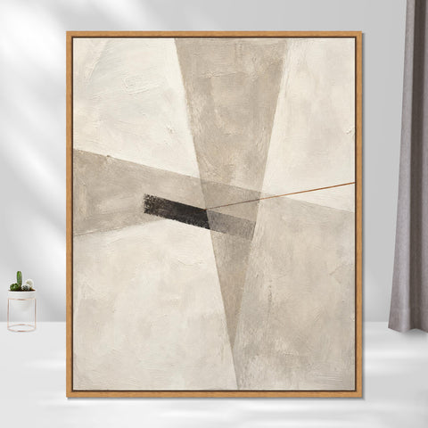INVIN ART Framed Canvas 100% Handpainted Oil Painting Intersecting Gray Planes Wall Art