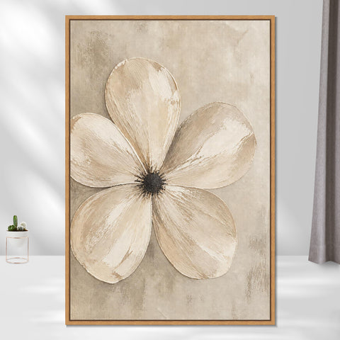 INVIN ART Framed Canvas 100% Handpainted Oil Painting Five Pale Petals Wall Art
