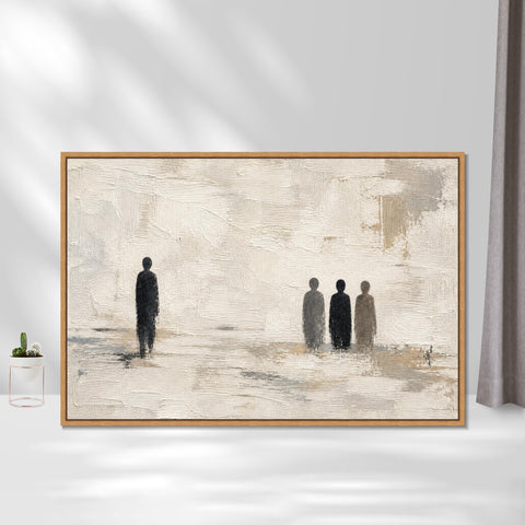 INVIN ART Framed Canvas 100% Handpainted Oil Painting Near and Far Wall Art