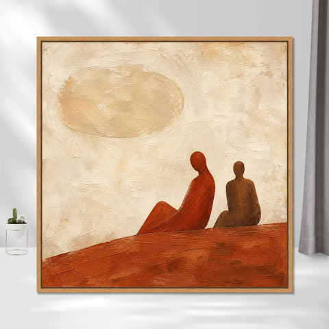 INVIN ART Framed Canvas 100% Handpainted Oil Painting Beneath the Golden Sky Wall Art