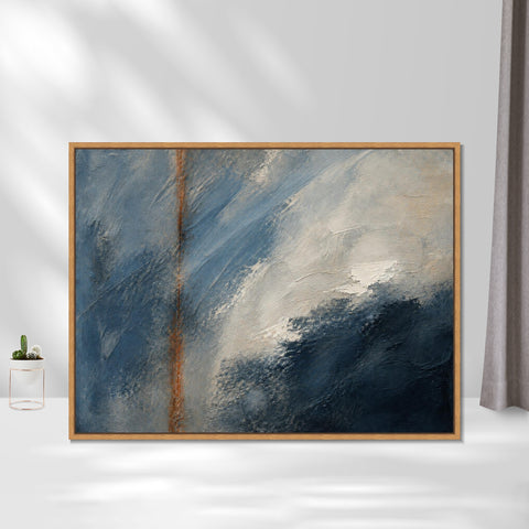 INVIN ART Framed Canvas 100% Handpainted Oil Painting Blue Direction Wall Art