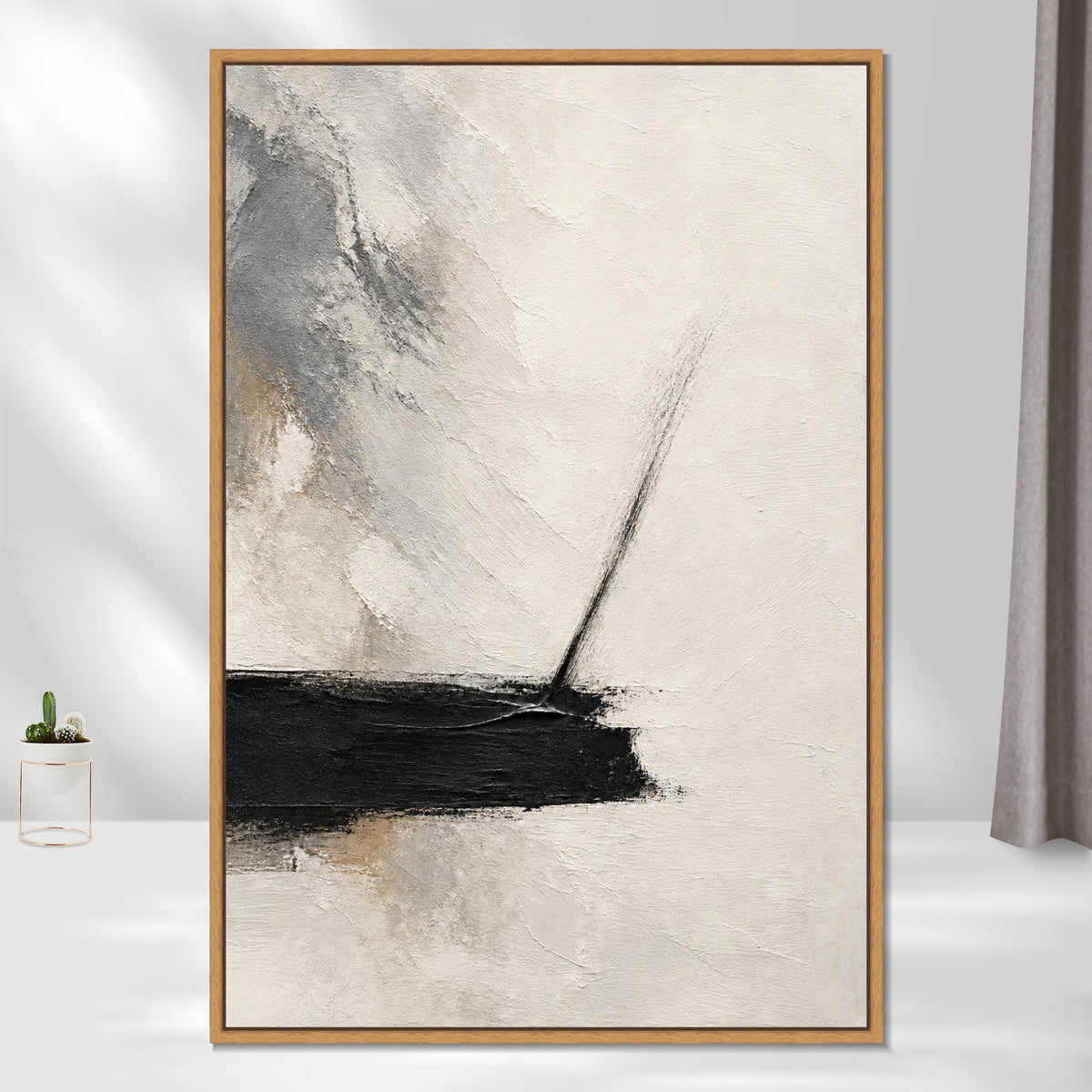 INVIN ART Framed Canvas 100% Handpainted Oil Painting A Fine Line Rising Wall Art