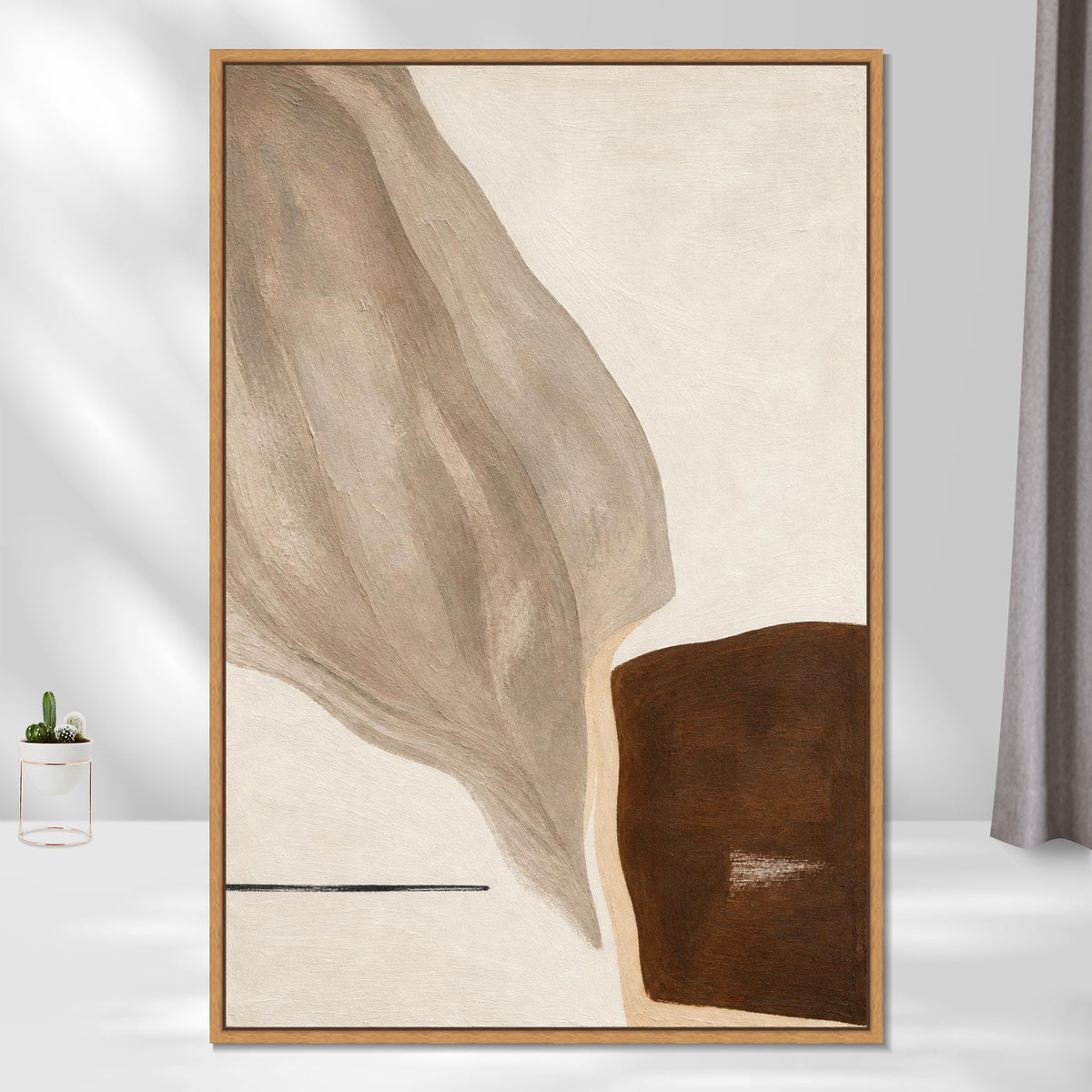 INVIN ART Framed Canvas 100% Handpainted Oil Painting A Pale Leaf Descending Wall Art