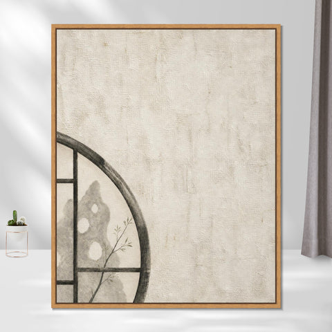 INVIN ART Framed Canvas 100% Handpainted Oil Painting A Corner of the Round Window Wall Art