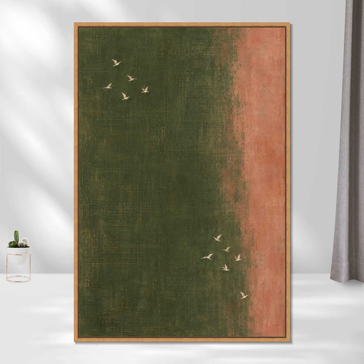 INVIN ART Framed Canvas 100% Handpainted Oil Painting Small Birds in Warm Light Wall Art