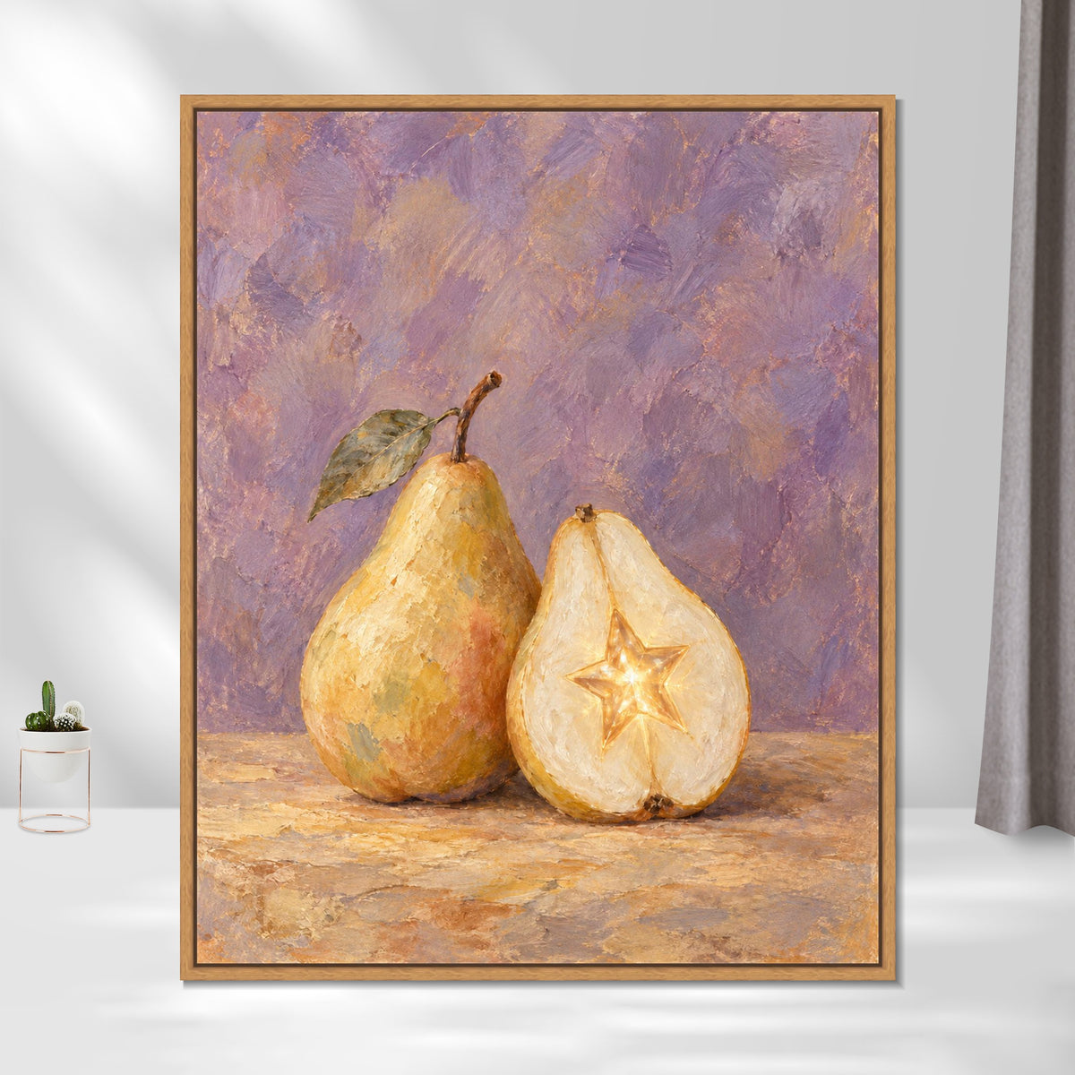 INVIN ART Framed Canvas 100% Handpainted Oil Painting Starlight Within the Pear Wall Art