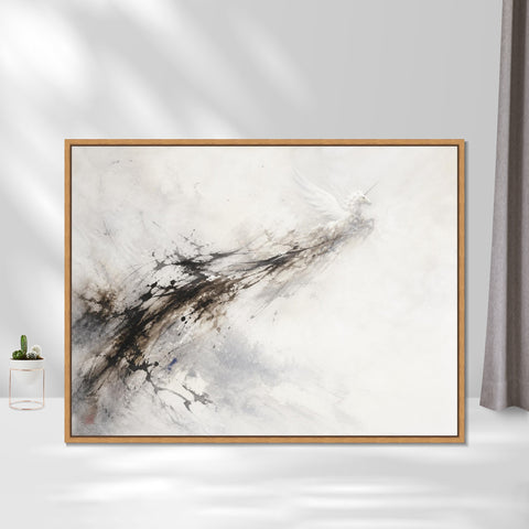 INVIN ART Framed Canvas 100% Handpainted Oil Painting Unicorn in Ink and Mist Wall Art