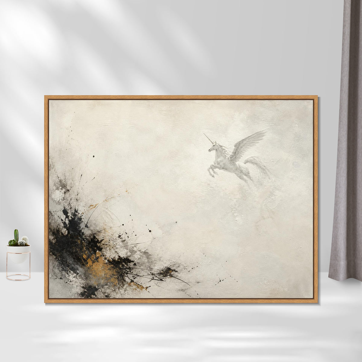 INVIN ART Framed Canvas 100% Handpainted Oil Painting Flight Through Open Space Wall Art