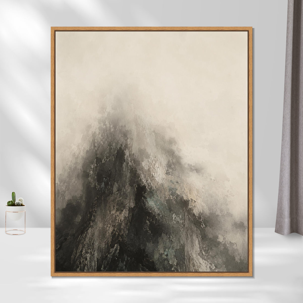 INVIN ART Framed Canvas 100% Handpainted Oil Painting Mountain Without a Summit Wall Art