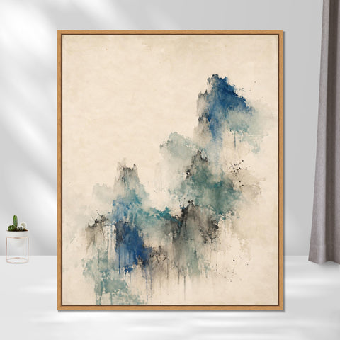 INVIN ART Framed Canvas 100% Handpainted Oil Painting Blue Green Memory Wall Art