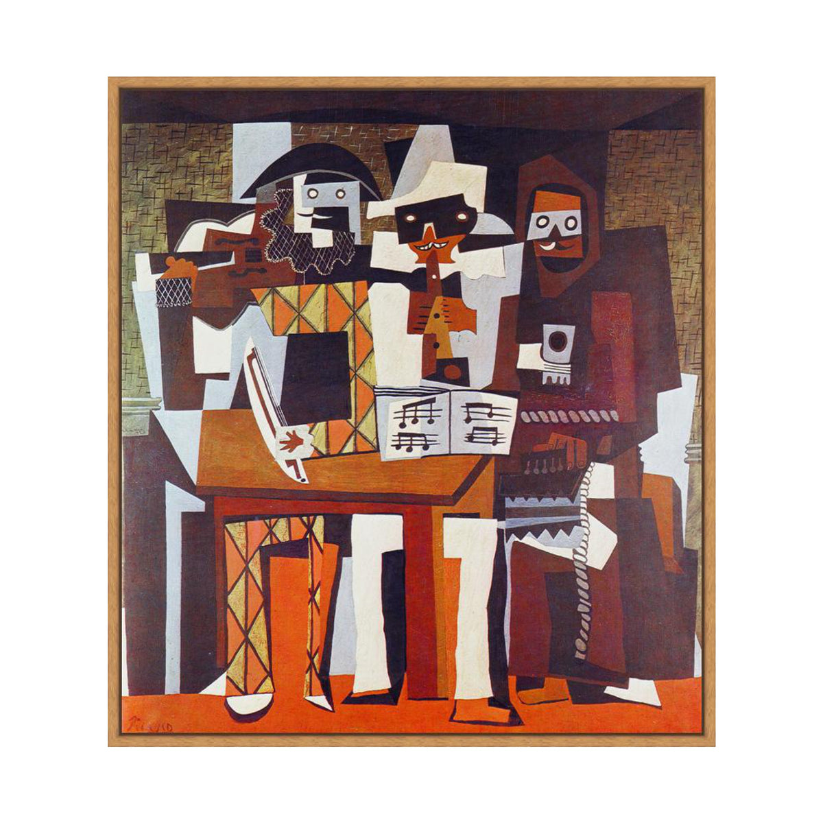 INVIN ART Framed Canvas Giclee Print Art Three Musicians by Pablo Picasso Wall Art