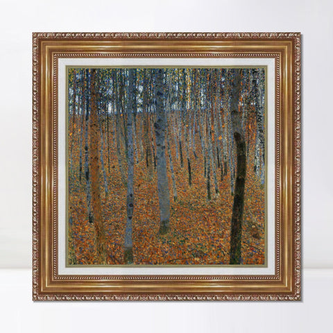 INVIN ART Framed Canvas Giclee Print Art Beech Grove by Gustav Klimt Wall Art Living Room Home Office Decorations