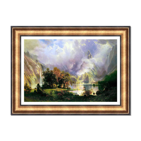 INVIN ART Framed Canvas Art Giclee Print Rocky Mountain Landscape by Albert Bierstadt Wall Art Living Room Home Office Decorations