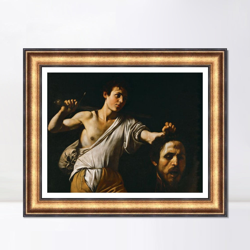 INVIN ART Framed Canvas Art Giclee Print David with the Head of Goliath by Michelangelo Merisi da Caravaggio Wall Art