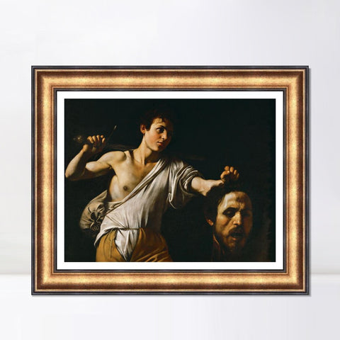 INVIN ART Framed Canvas Art Giclee Print David with the Head of Goliath by Michelangelo Merisi da Caravaggio Wall Art Living Room Home Office Decorations