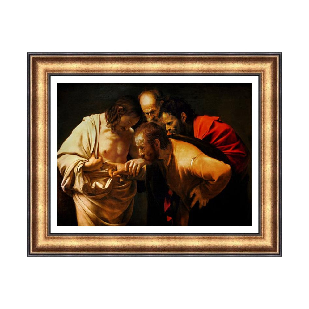 INVIN ART Framed Canvas Art Giclee Print The Incredulity of Saint Thomas by Michelangelo Merisi da Caravaggio Wall Art