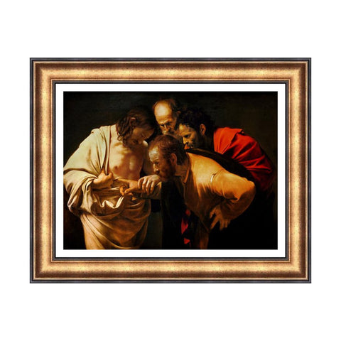 INVIN ART Framed Canvas Art Giclee Print The Incredulity of Saint Thomas by Michelangelo Merisi da Caravaggio Wall Art Living Room Home Office Decorations