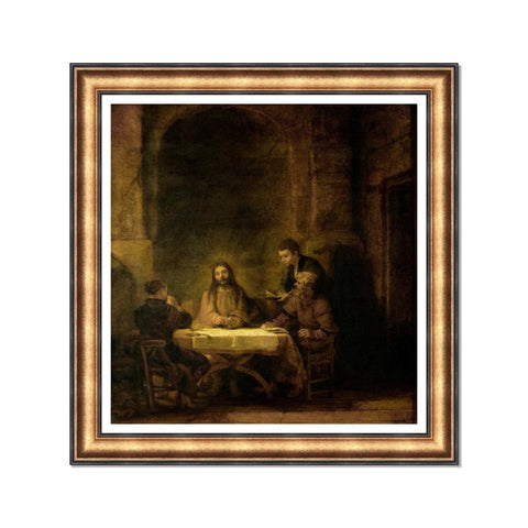 INVIN ART Framed Canvas Art Giclee Print the Supper at Emmaus by Rembrandt Harmenszoon van Rijn Wall Art Living Room Home Office Decorations