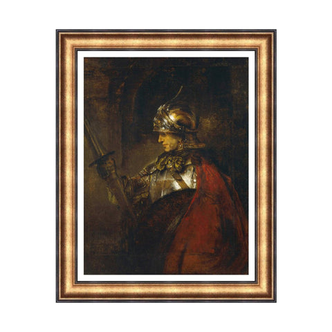 INVIN ART Framed Canvas Art Giclee Print A Man in Armour by Rembrandt Harmenszoon van Rijn Wall Art Living Room Home Office Decorations