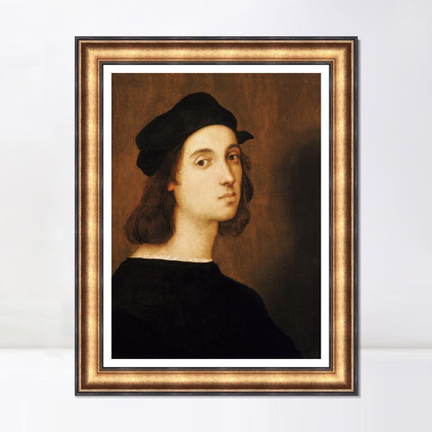 INVIN ART Framed Canvas Art Giclee Print Portrait of Raffaello Sanzio by Raphael/Raffaello Sanzio Wall Art Living Room Home Office Decorations