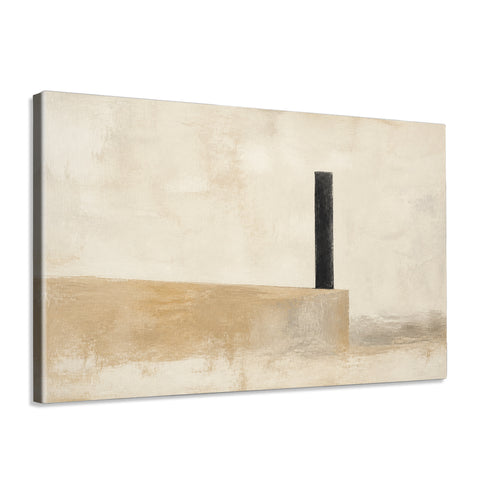 INVIN ART Framed Canvas 100% Handpainted Oil Painting Black Line Above the Sand Wall Art