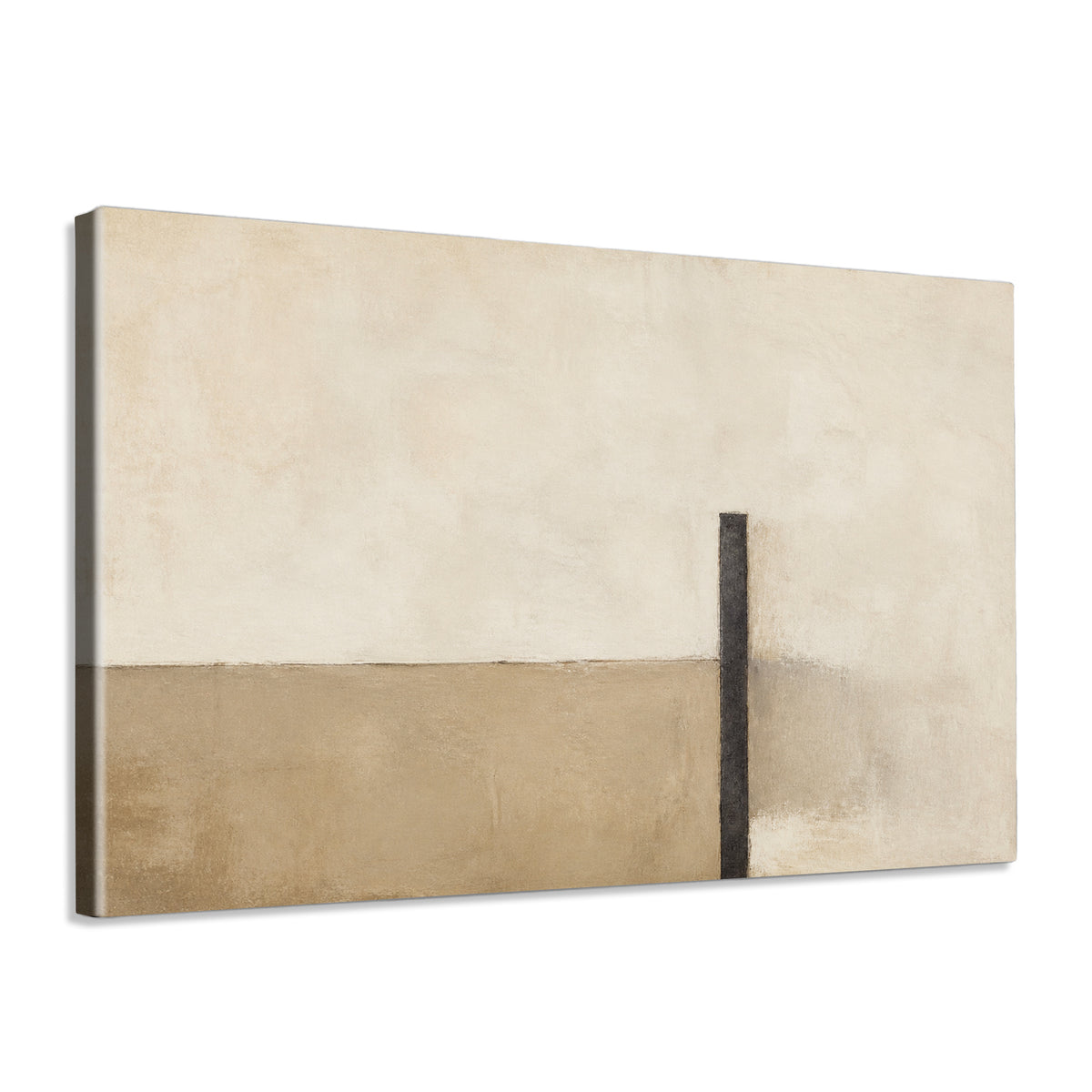 INVIN ART Framed Canvas 100% Handpainted Oil Painting Black Pillar at the Horizon Wall Art