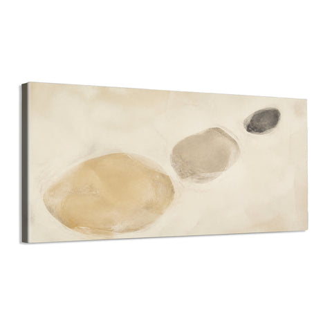 INVIN ART Framed Canvas 100% Handpainted Oil Painting Three Pebble Shapes Wall Art