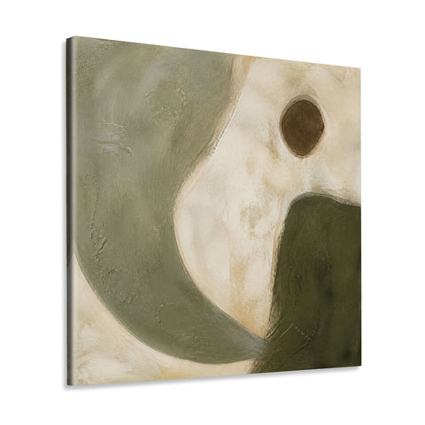 INVIN ART Framed Canvas 100% Handpainted Oil Painting Curves and a Brown Circle Wall Art