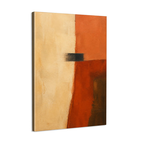 INVIN ART Framed Canvas 100% Handpainted Oil Painting Ochre and Rust Divide Wall Art