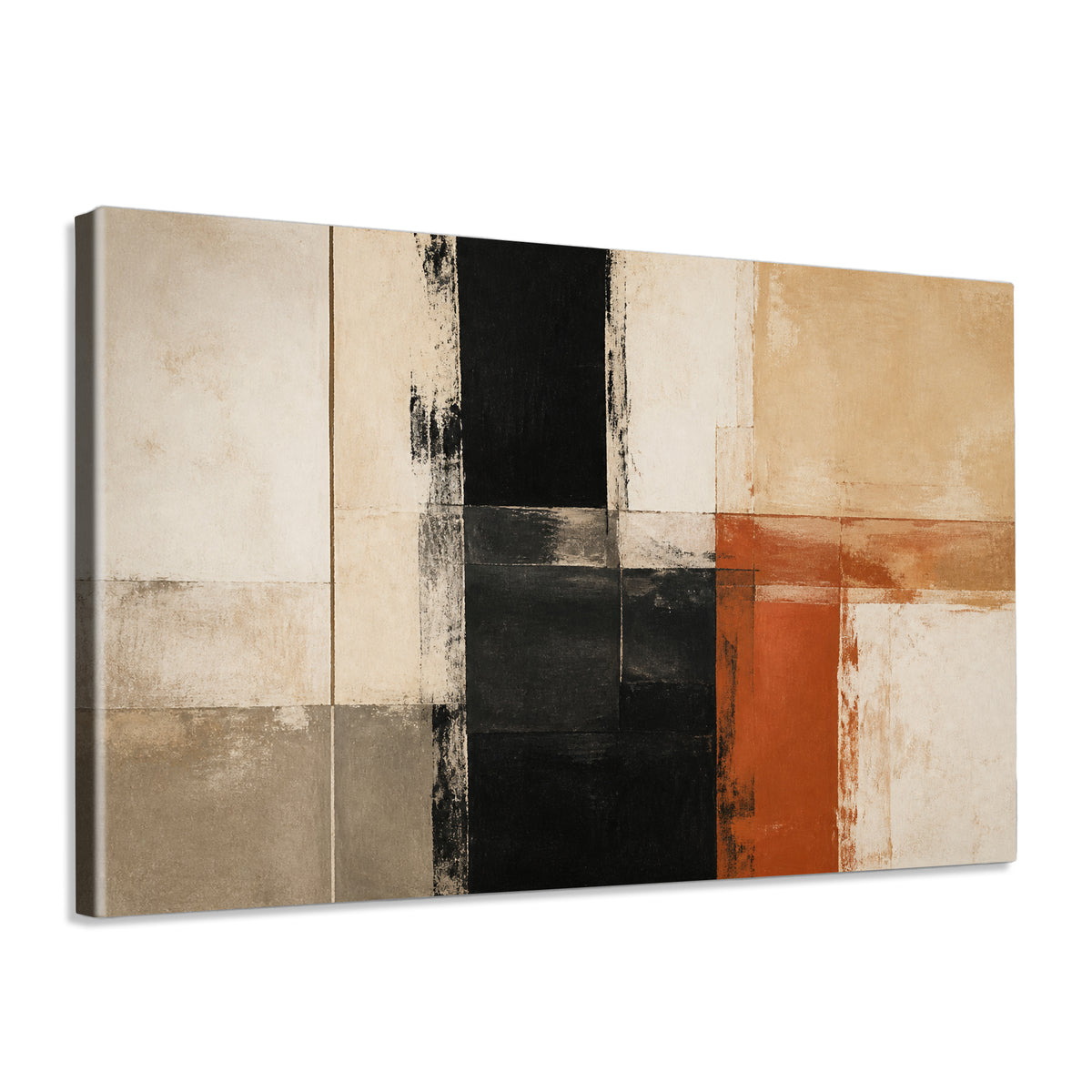 INVIN ART Framed Canvas 100% Handpainted Oil Painting Black and Rust Junction Wall Art