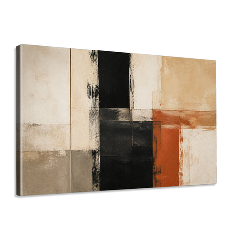 INVIN ART Framed Canvas 100% Handpainted Oil Painting Black and Rust Junction Wall Art