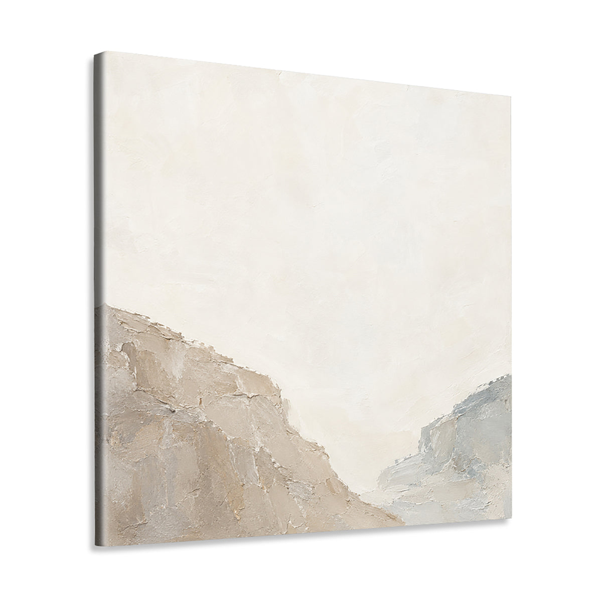 INVIN ART Framed Canvas 100% Handpainted Oil Painting Two Sides of an Empty Valley Wall Art