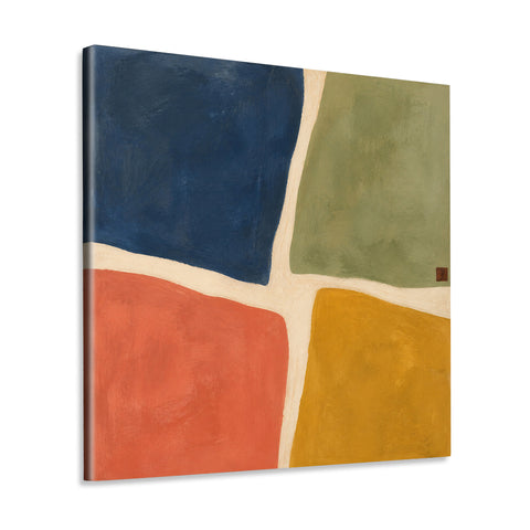 INVIN ART Framed Canvas 100% Handpainted Oil Painting Four Fields of Color Wall Art