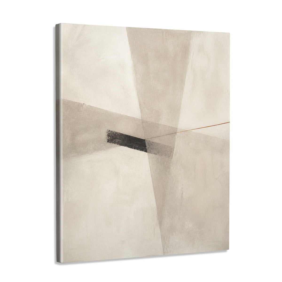 INVIN ART Framed Canvas 100% Handpainted Oil Painting Intersecting Gray Planes Wall Art
