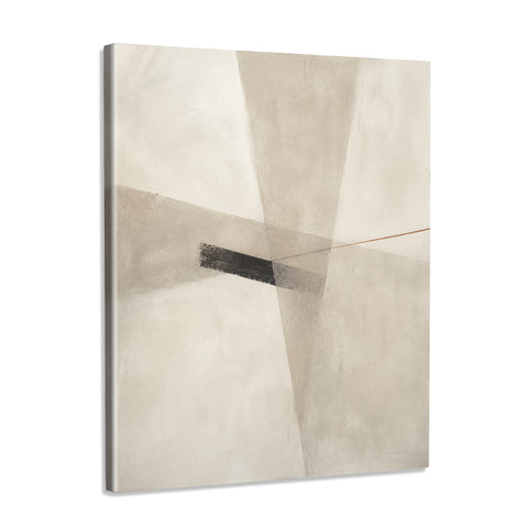 INVIN ART Framed Canvas 100% Handpainted Oil Painting Intersecting Gray Planes Wall Art