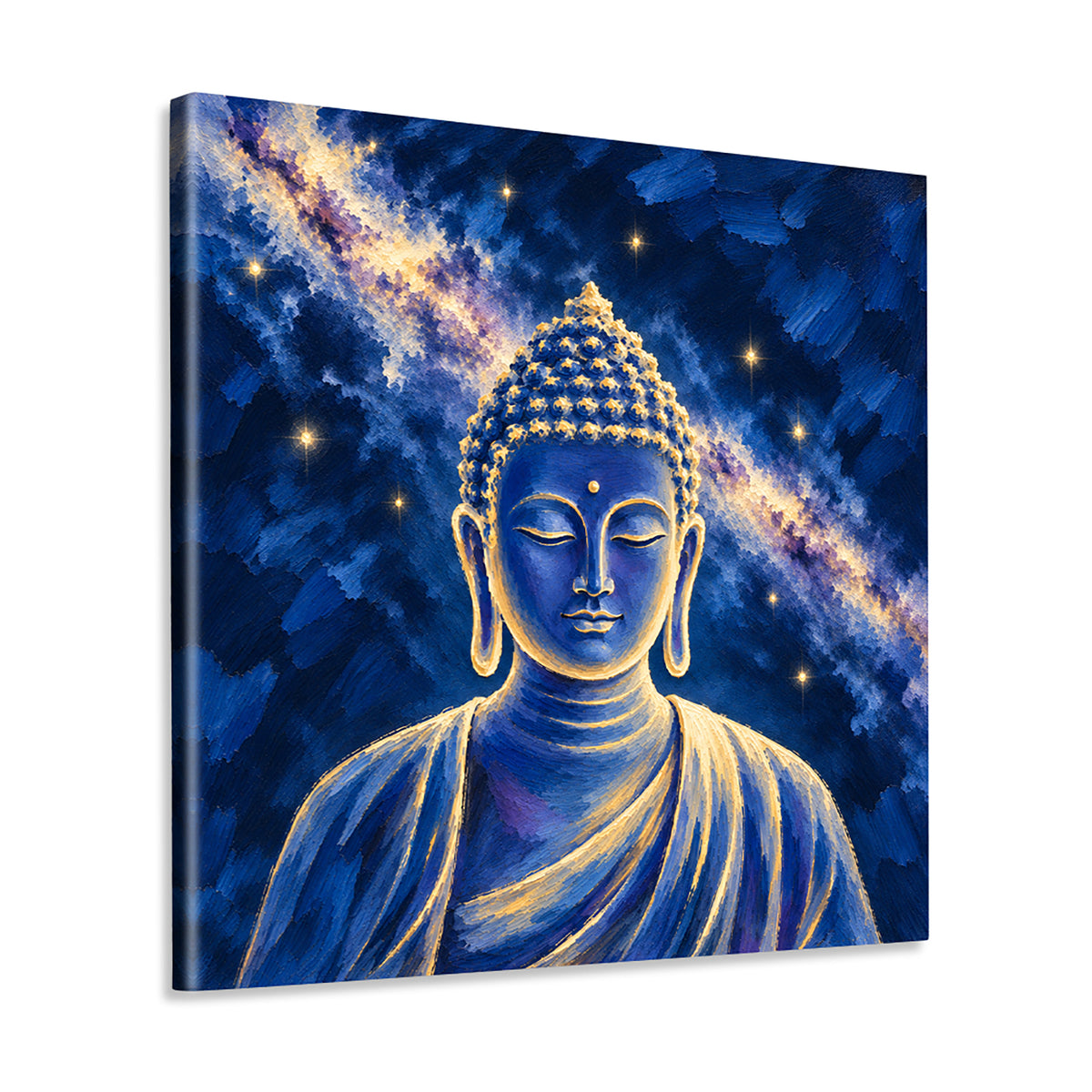 INVIN ART Framed Canvas 100% Handpainted Oil Painting Buddha in the Starry Sky Wall Art