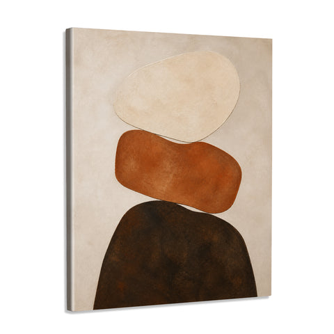 INVIN ART Framed Canvas 100% Handpainted Oil Painting Stacked Stone Shapes Wall Art