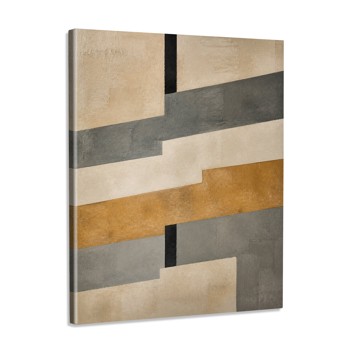 INVIN ART Framed Canvas 100% Handpainted Oil Painting Gray and Ochre Crossings Wall Art