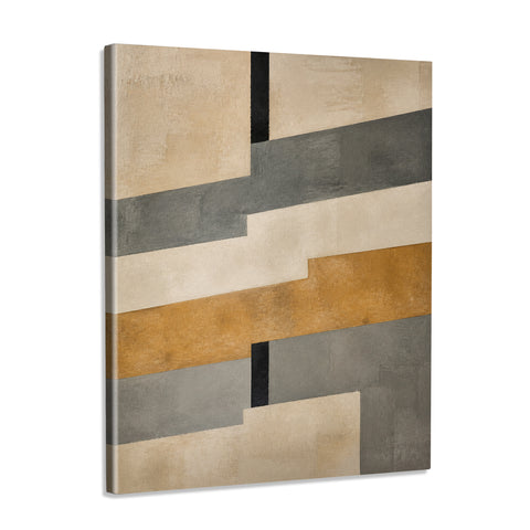 INVIN ART Framed Canvas 100% Handpainted Oil Painting Gray and Ochre Crossings Wall Art
