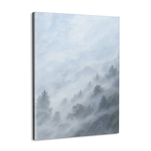 INVIN ART Framed Canvas 100% Handpainted Oil Painting Forest Slopes in Mist Wall Art