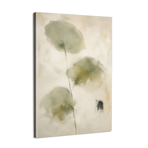 INVIN ART Framed Canvas 100% Handpainted Oil Painting Three Leaves on a Fine Stem Wall Art