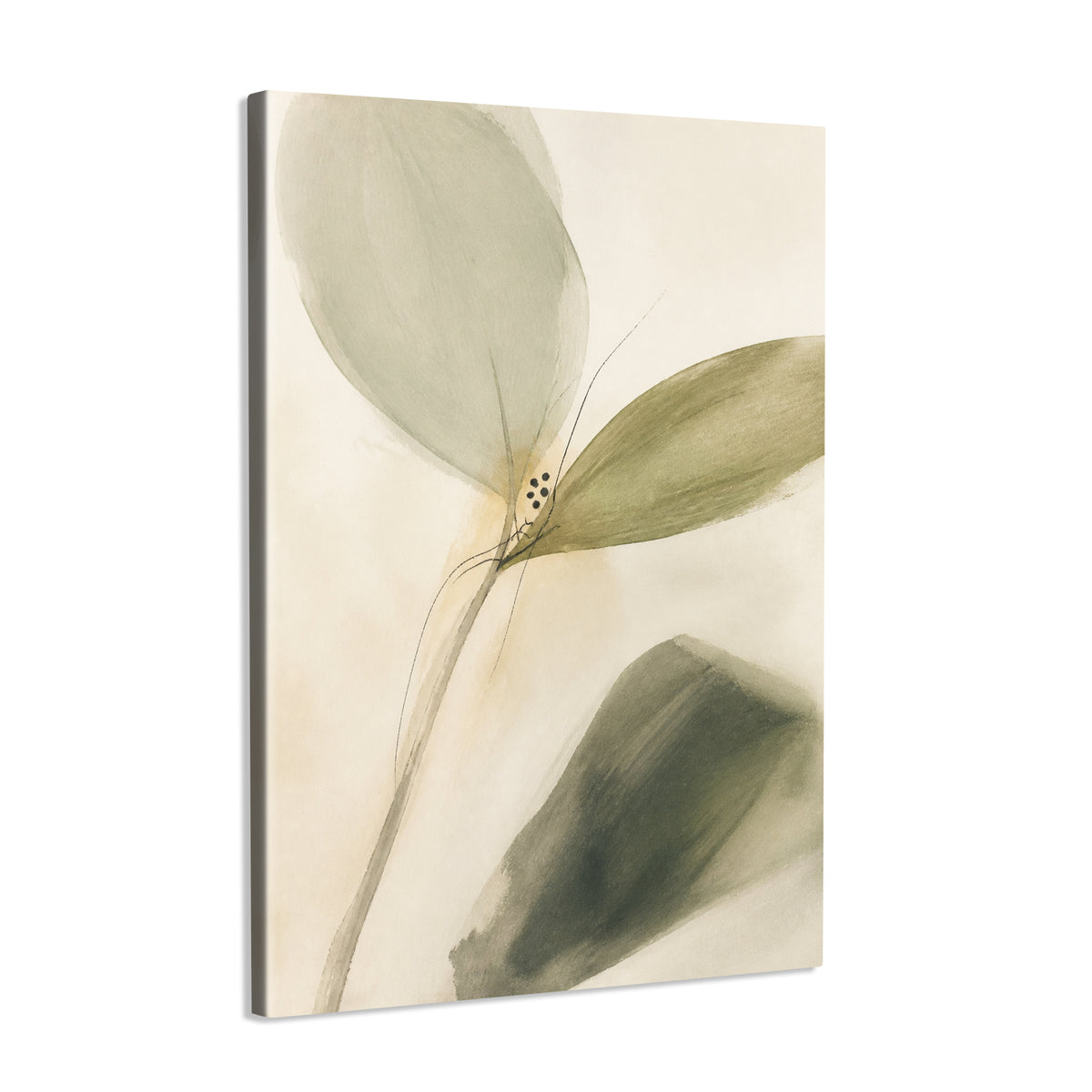 INVIN ART Framed Canvas 100% Handpainted Oil Painting Unfolding Green Leaves Wall Art
