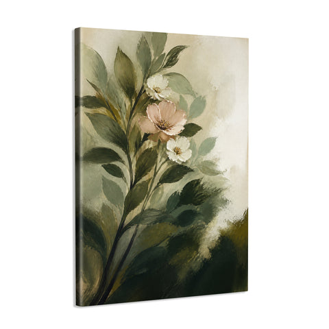 INVIN ART Framed Canvas 100% Handpainted Oil Painting Pale Blossoms Among Leaves Wall Art