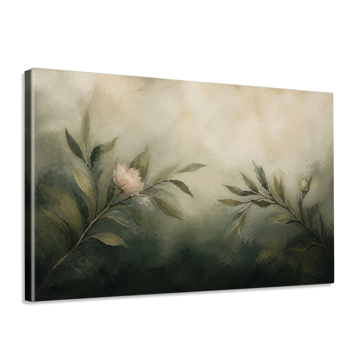 INVIN ART Framed Canvas 100% Handpainted Oil Painting First Blossom in the Green Wall Art