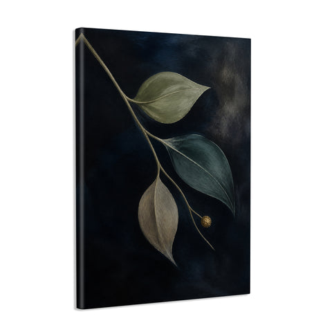 INVIN ART Framed Canvas 100% Handpainted Oil Painting Leaves Against Midnight Blue Wall Art