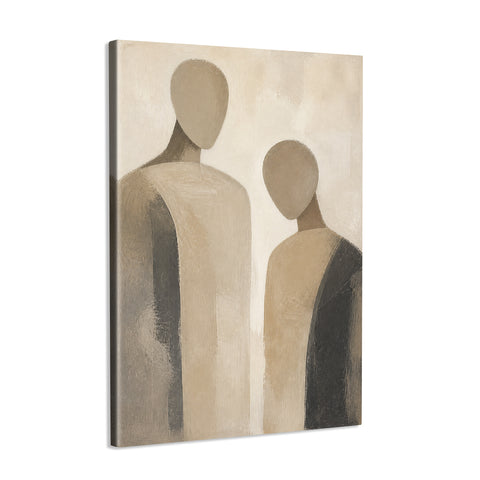 INVIN ART Framed Canvas 100% Handpainted Oil Painting Two Quiet Figures Wall Art