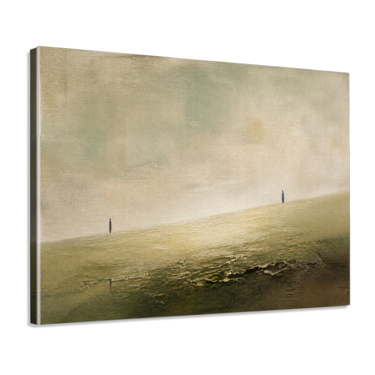 INVIN ART Framed Canvas 100% Handpainted Oil Painting Two Figures on the Open Field Wall Art