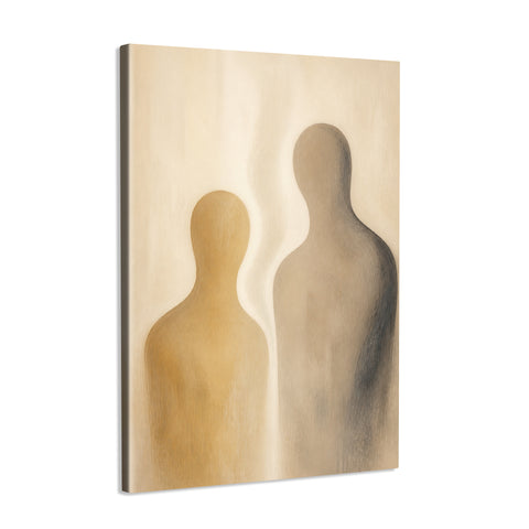 INVIN ART Framed Canvas 100% Handpainted Oil Painting Together in Warm Light Wall Art